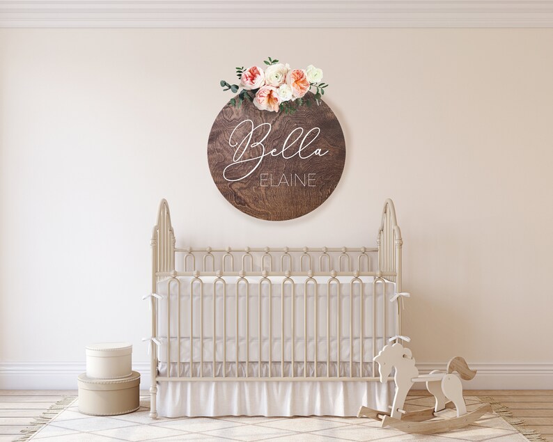 Pink Nursery Baby Girl Nursery Sign Above the Crib Sign Personalized Baby Name Sign| Sign for Nursery Wooden Nursery Sign