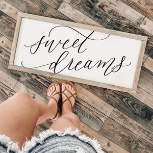Sweet Dreams Wood Framed Sign Bedroom Sign, Farmhouse Sign, Over the Bed Signs, Wall Decor, Wood Signs for Home