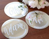 Wedding Sign, Calligraphy Glass Mirror Sign, Rustic Vintage Glam Wedding | Small-Medium