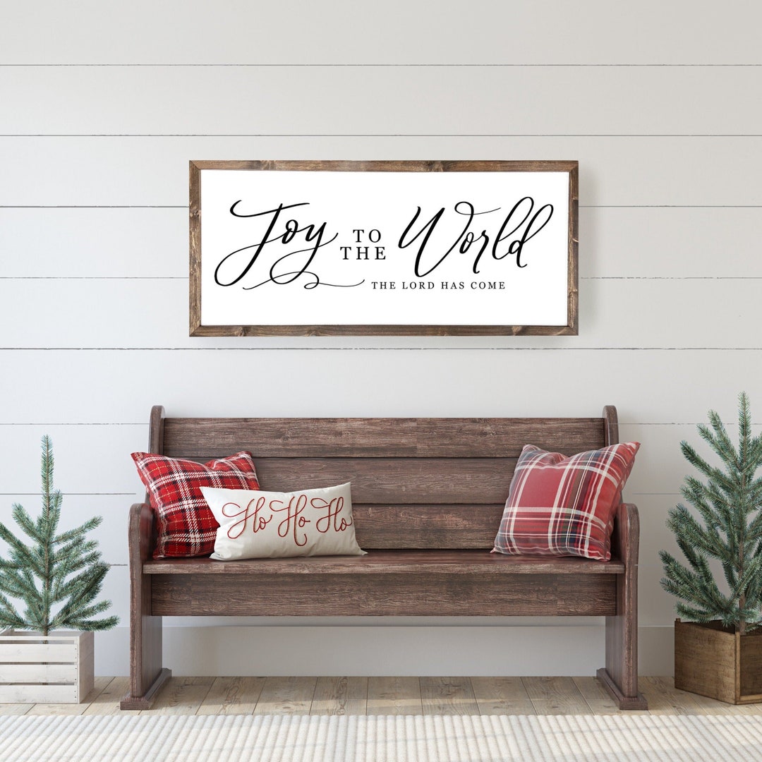 Joy to the World Farmhouse Christmas Sign, White, Christmas Decor