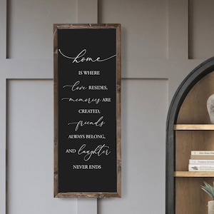 Portrait Home Is Where Love Resides Wood Framed Sign, Farmhouse Signs, Wood Wall Art, Quality Print