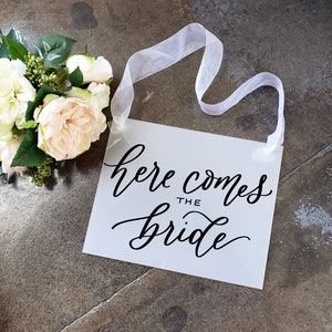 Here Comes the Bride Sign, Acrylic Wedding Sign, Acrylic Ring Bearer Sign, Flower Girl Sign, Modern Weddings