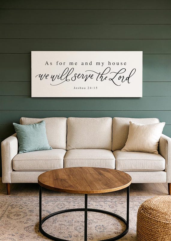 As For Me and My House We Will Serve The Lord | Christian Wall Art | Bible Verse Sign | Scripture Signs | Farmhouse Sign, Wood Framed Sign