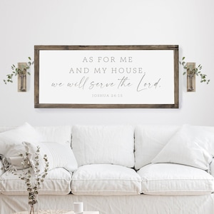 As For Me and My House We Will Serve The Lord | Christian Wall Art | Bible Verse Sign | Scripture Wall Art | Farmhouse Sign(Grey Font)