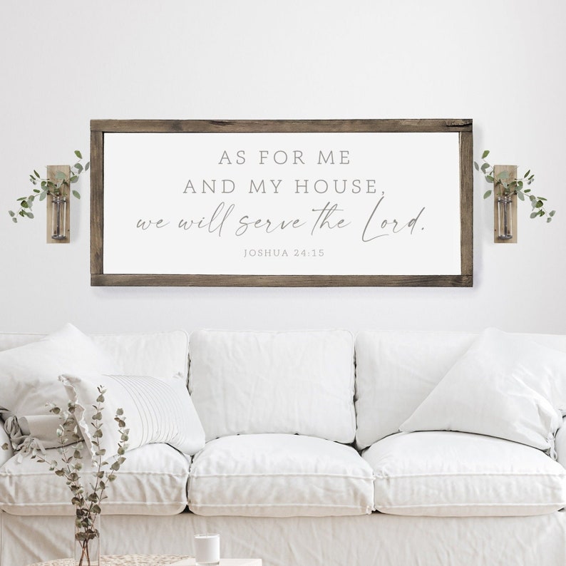 As For Me and My House We Will Serve The Lord | Christian Wall Art | Bible Verse Sign | Scripture Wall Art | Farmhouse Sign(Grey Font)