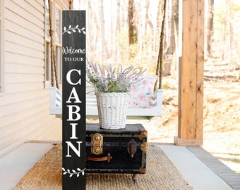 Welcome to Our Cabin Wood Porch Welcome Sign, Cabin Wood Sign, Front Porch Sign, Farmhouse Sign