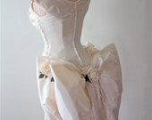 50 off SAVE NOW SALE Audrey Hepburn Style Vintage Dior Bustle Skirt Bow Sexy Edwardian Gown Bustle Wedding Dress Unique Wedding Dress Simpl