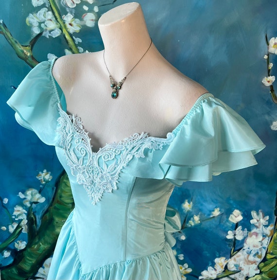 Gunne Sax Prairie Princess 80s Prom Dress Tiffany… - image 4
