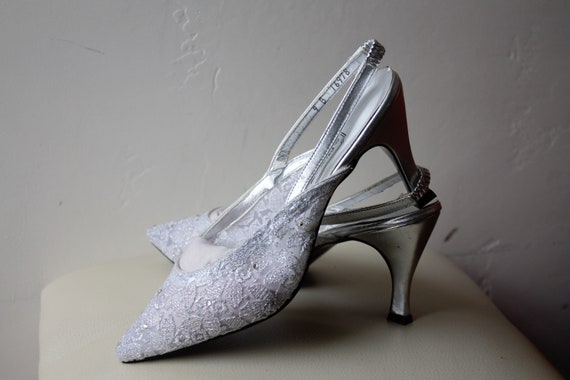 Lace Wedding Shoes Rhinestone Trim Cinderella Dre… - image 8