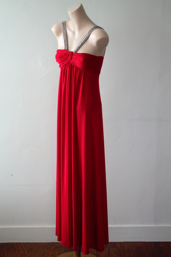 50/%off SAVE NOW Empire Waist Dress 70s Chiffon Dress Long Prom Dress Empire Dress Chiffon Maxi Dress Empire Line Dress Bright Pink White Eye