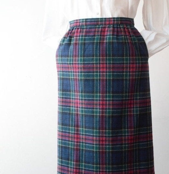 Vintage Tartan Skirt Pendleton Secretary Dress Ski