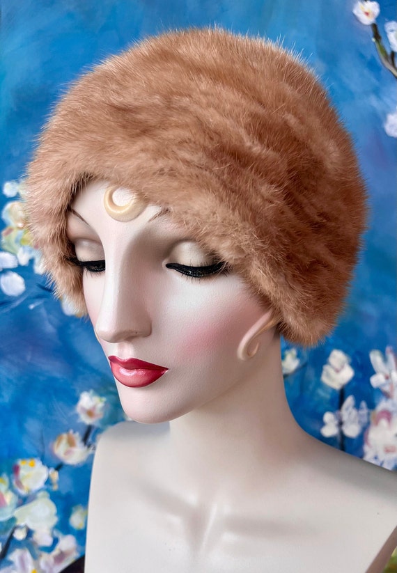 1950s does 1920s Cloche Turban Style Mink Hat Cap… - image 5
