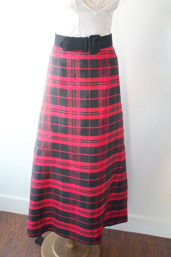 60s Handmade Formal Plaid Dress Skirt Winter Holi… - image 5