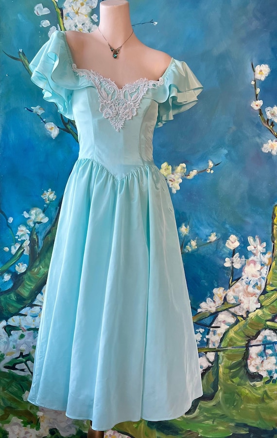 Gunne Sax Prairie Princess 80s Prom Dress Tiffany… - image 2