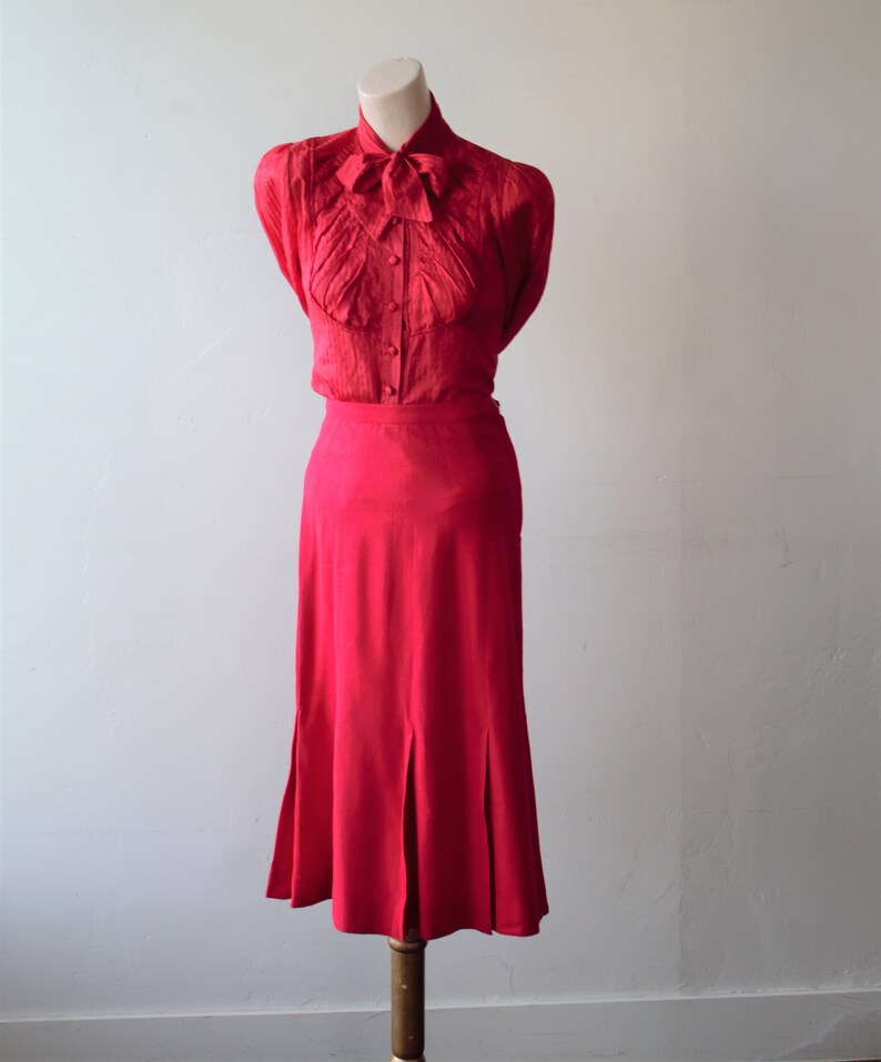 Wool Skirt Secretary Dress Office Skirt Red Gored Skirt Box Etsy
