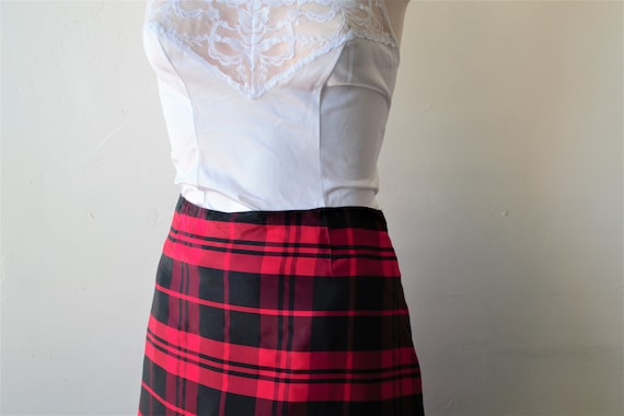 60s Handmade Formal Plaid Dress Skirt Winter Holi… - image 1