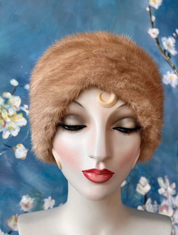 1950s does 1920s Cloche Turban Style Mink Hat Cap… - image 2