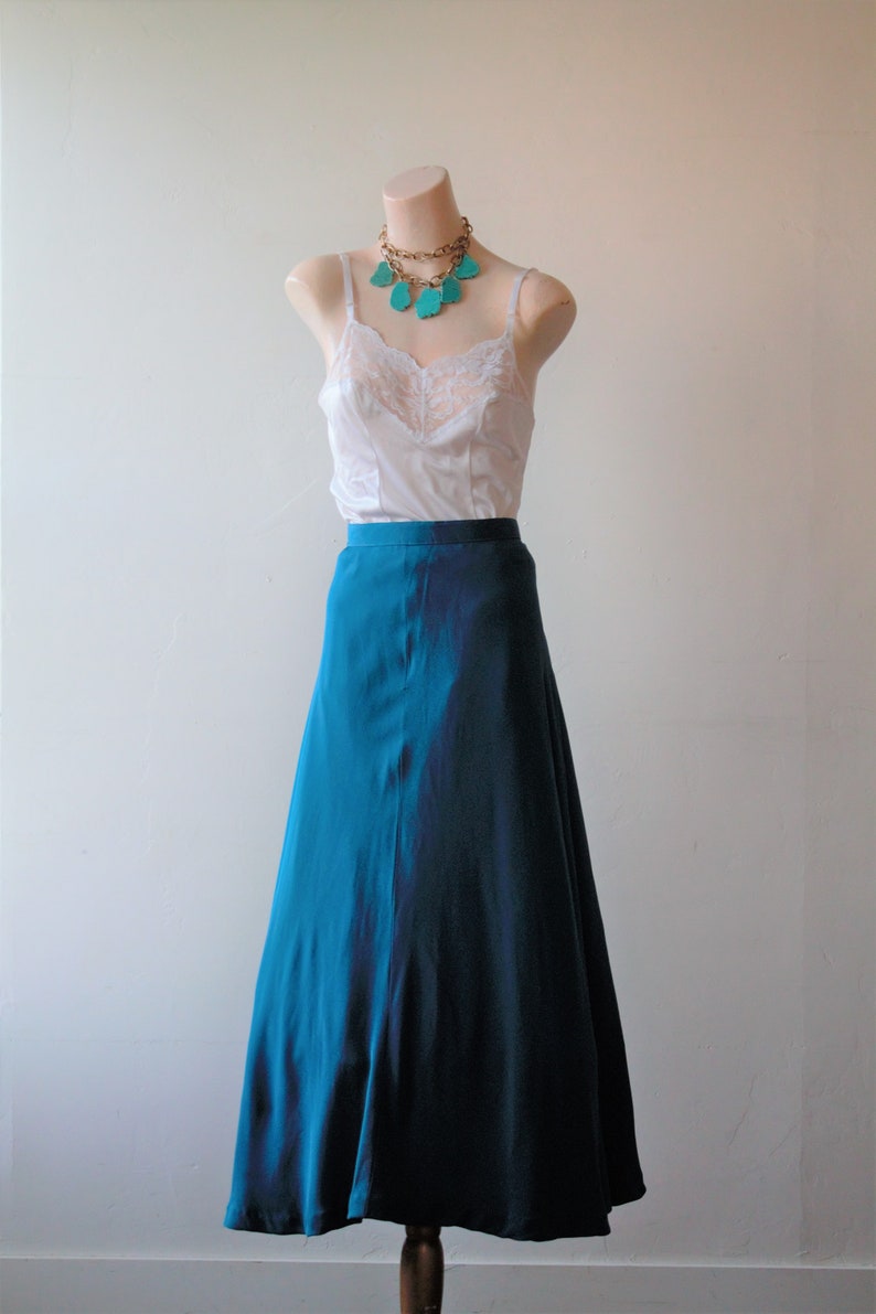 Gored Skirt Teal Dress Skirt Bias Cut Skirt Womens Gored Skirt Etsy