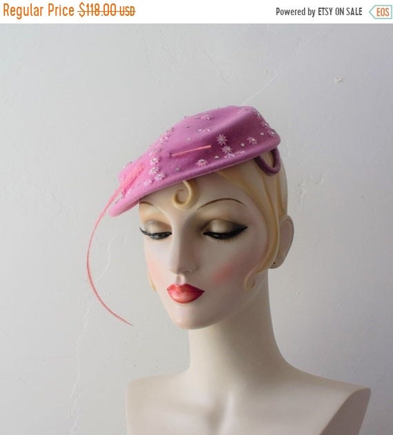 SAVE NOW 50% Off 1940 Hat Pink Fascinator Bridal F