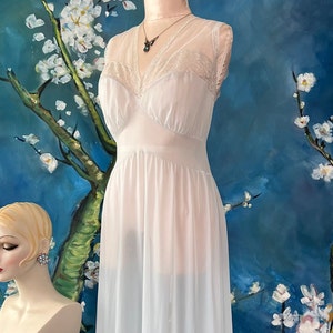 Vintage Antique Lingerie 1930s Pale Baby Blue Long Maxi Nightgown by VAN RAALTE Plus Size Sexy Boudoir Lingerie