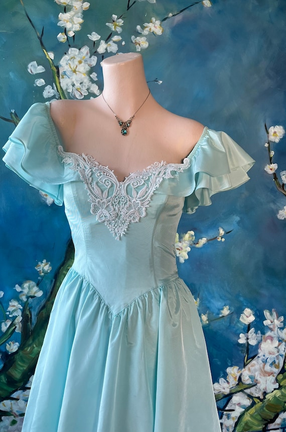Gunne Sax Prairie Princess 80s Prom Dress Tiffany… - image 5