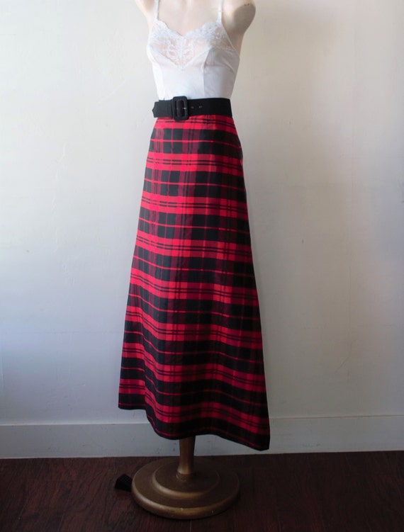 60s Handmade Formal Plaid Dress Skirt Winter Holi… - image 4