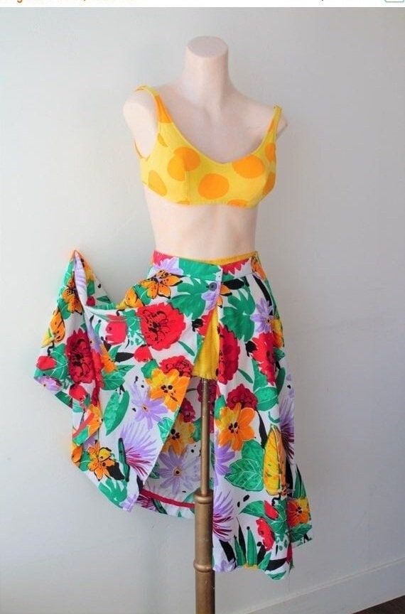 Bohemian Skirt Floral Vintage Casual Skirt High Wa
