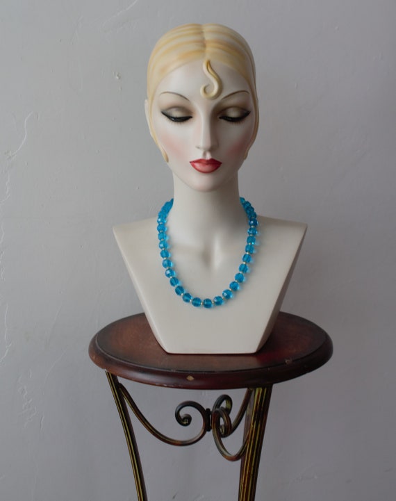 Bridal Jewelry Aquamarine Blue Round Glass Bead C… - image 5