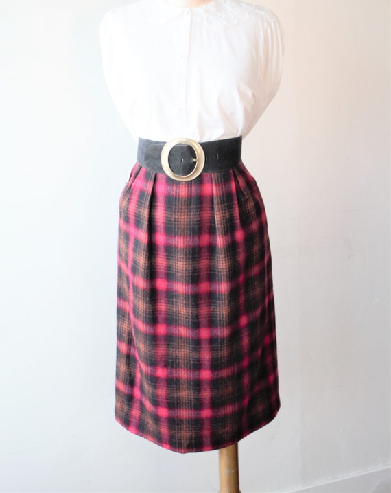 1940s Skirt Wool Box Pleat Skirt Black Pink Buffa… - image 4
