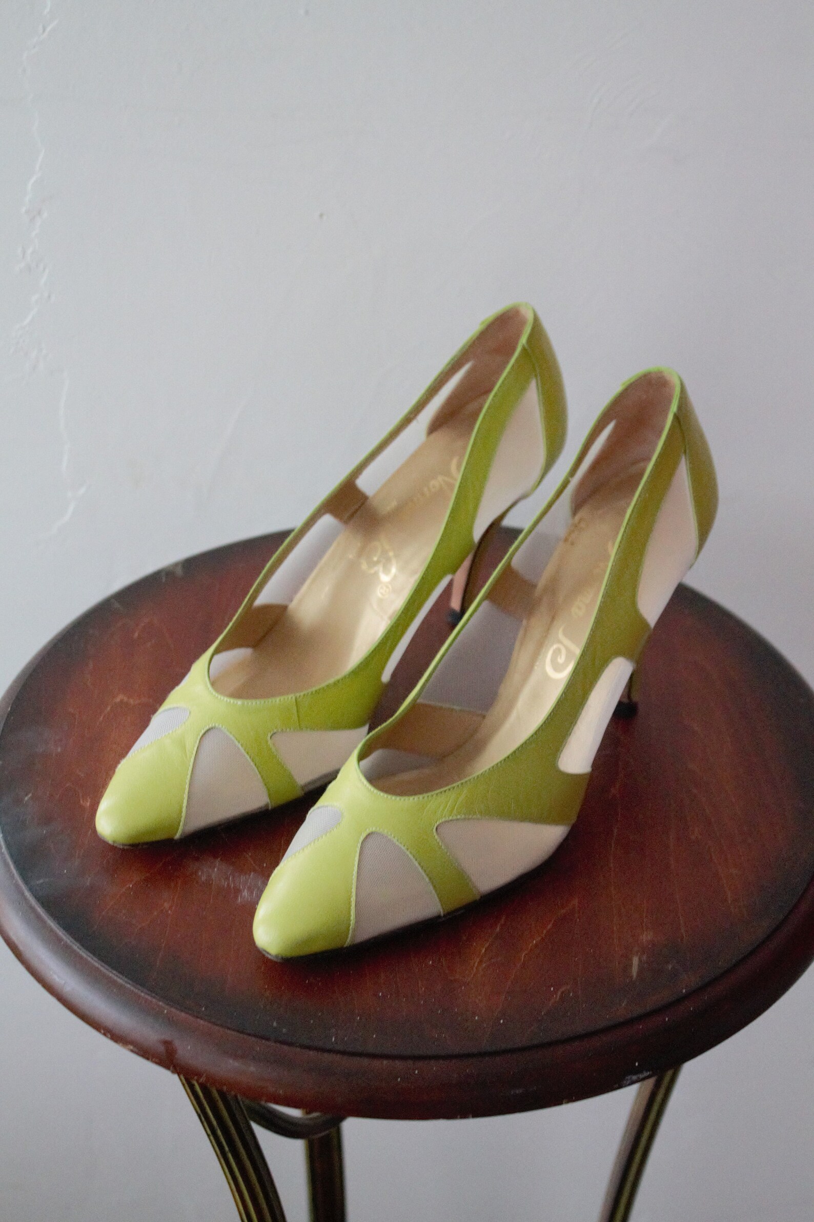 Gucci Shoes Style Wedding Heels 70s Heel Lime Green Mesh