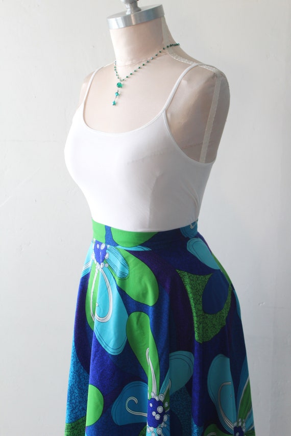 60's Mod Maxi Hawaiian Circle Dress Skirt Resort … - image 3