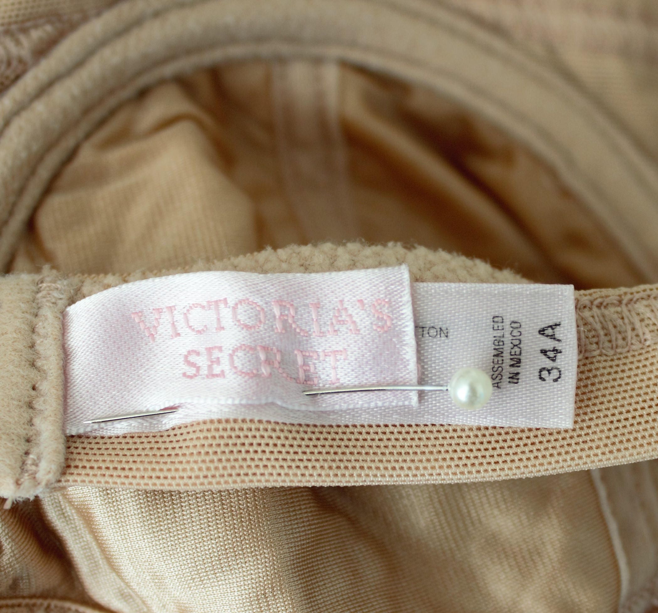 Victorias Secret Balcony Bra Balconette Bra Nude Embroidery Underwire Beige  Bra 34A Pink Label
