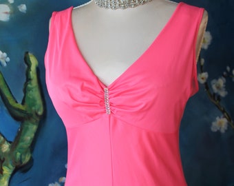60s Mod Honeymoon Lingerie Plus Size I Dream of Genie Sexy See Through Sheer Pink Maxi Gown Mod 60's Keyhole Sides by Deena