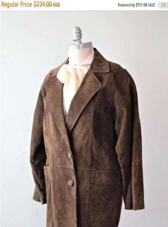 Save Now 50% Off Savings Brown Leather Coat Long L