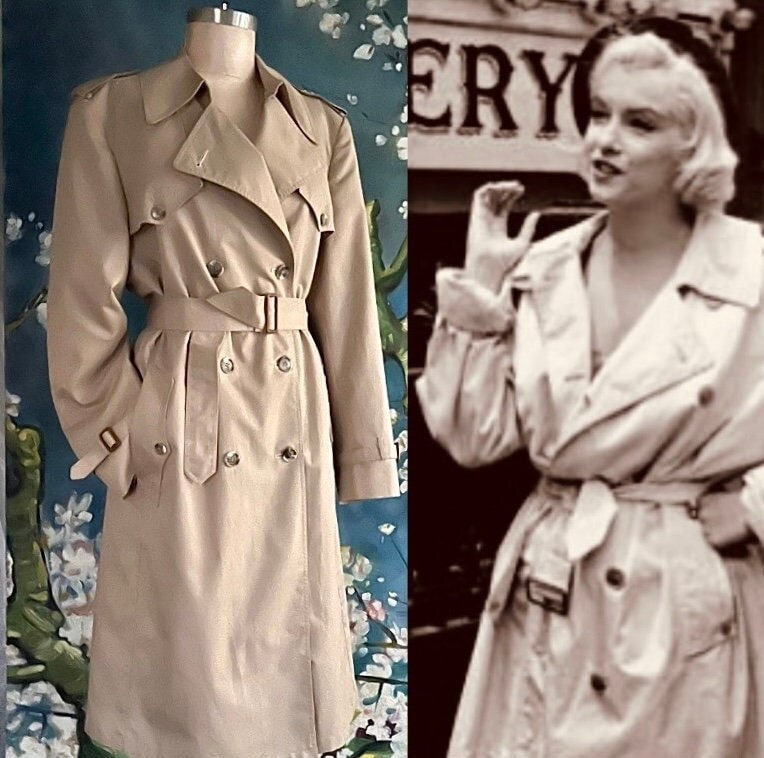 Vintage Christian Dior Monsieur Khaki Double Breasted Trench Coat - 42L