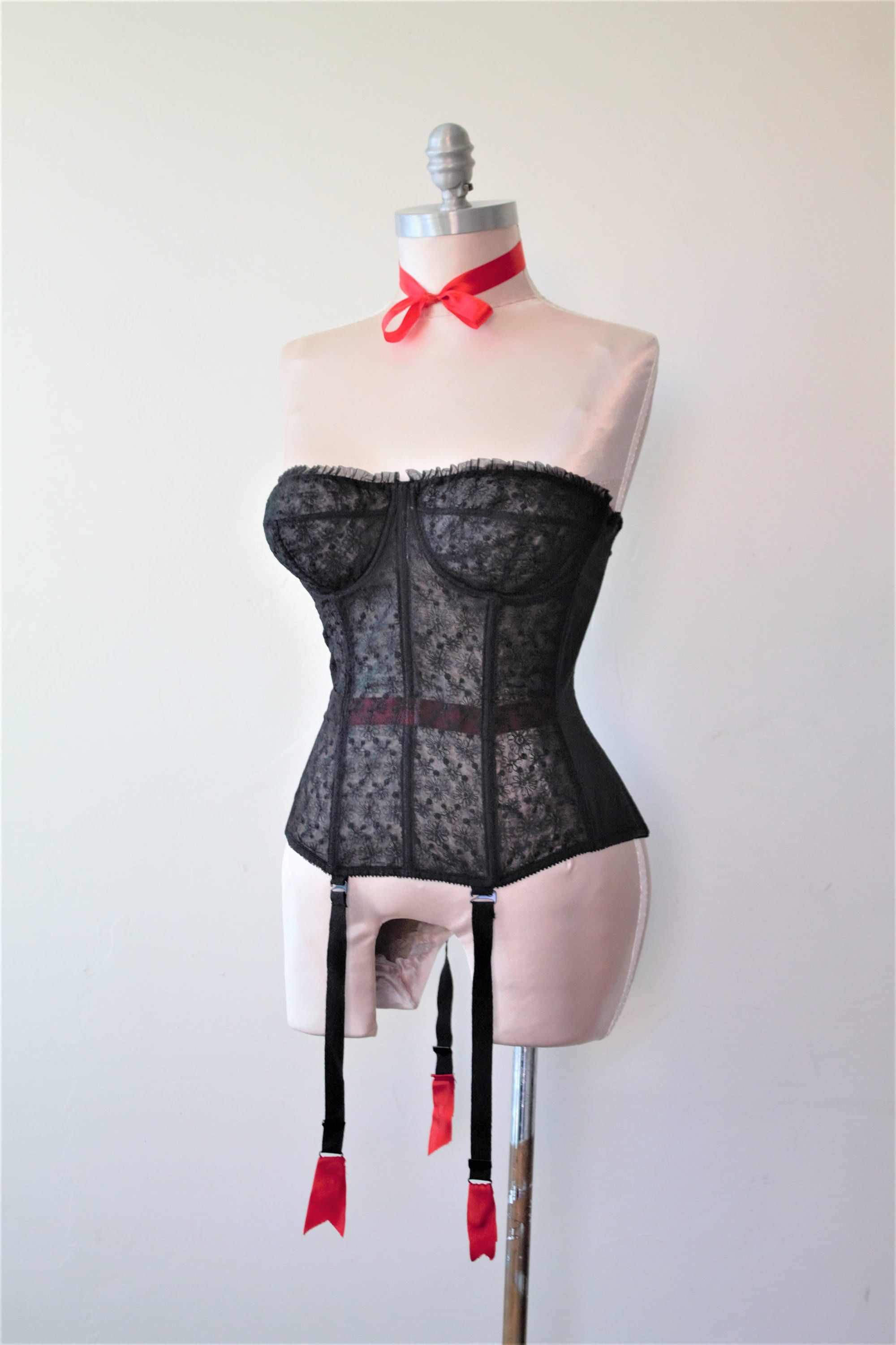 Bali bow, 1950s corset, vintage lingerie, Merry widow, corset with, Black  Label Vintage