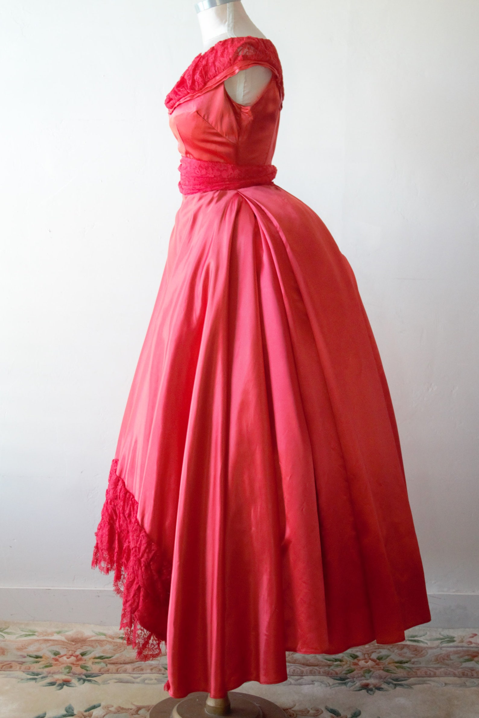 Super Save 50% 1940s Gown Anastasia Ball Gown Dress Red Satin - Etsy