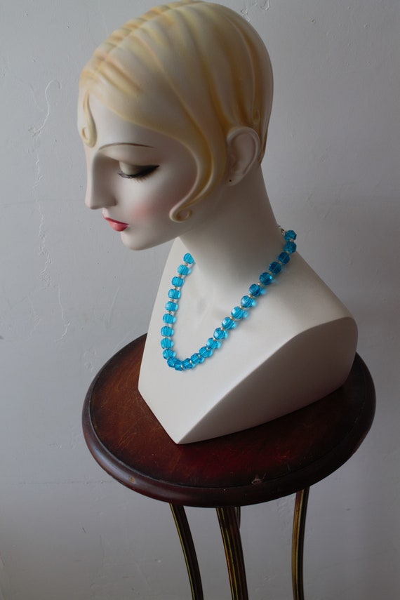 Bridal Jewelry Aquamarine Blue Round Glass Bead C… - image 7