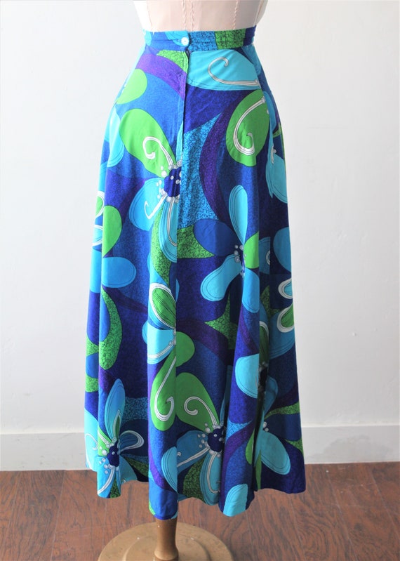 60's Mod Maxi Hawaiian Circle Dress Skirt Resort … - image 6