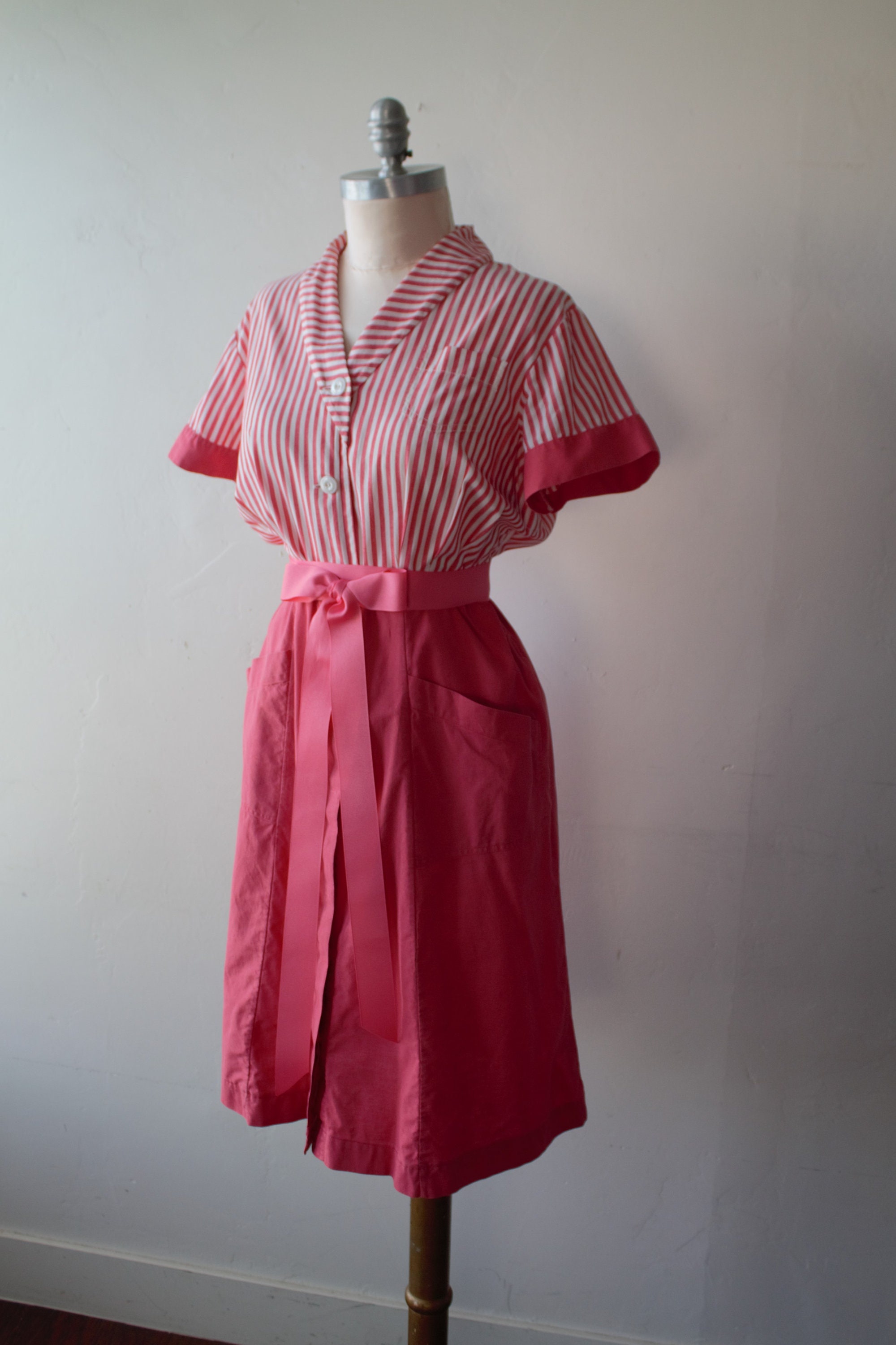 1940s Nurse Uniform Candy Stripers Dress Striped Blouse | Etsy