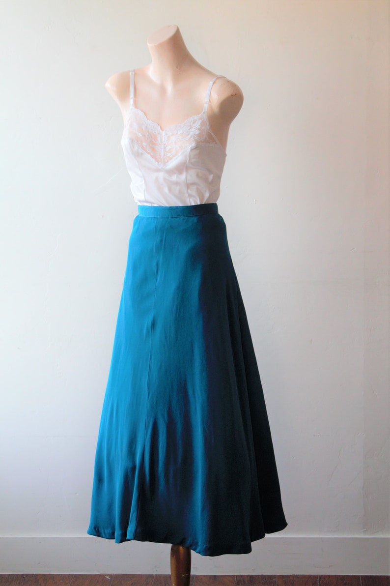 Handmade Gored Skirt Teal Dress Skirt Bias Cut Skirt Womens Etsy