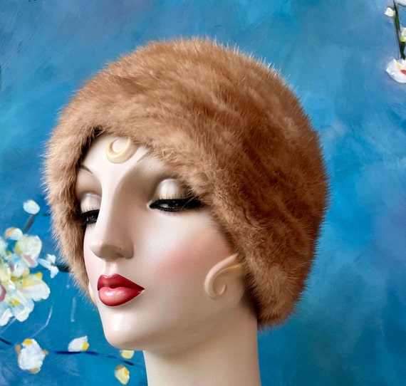 1950s does 1920s Cloche Turban Style Mink Hat Cap… - image 4