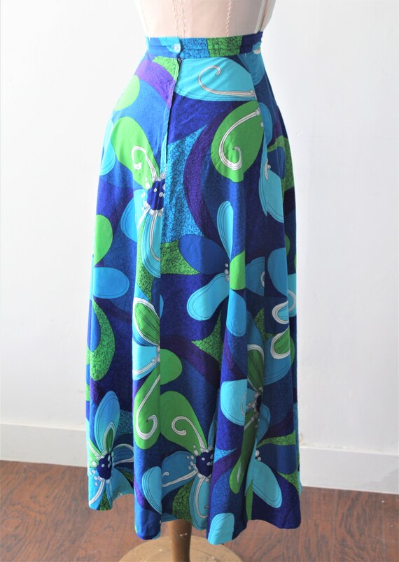 60's Mod Maxi Hawaiian Circle Dress Skirt Resort … - image 7