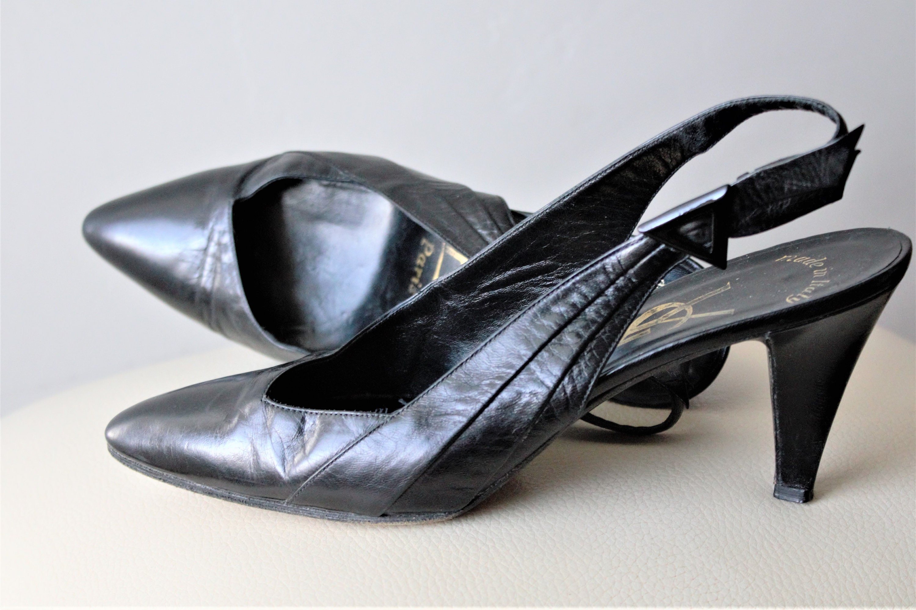 Saint Laurent Heels Vintage YSL Shoes Leather Pumps Leather Etsy