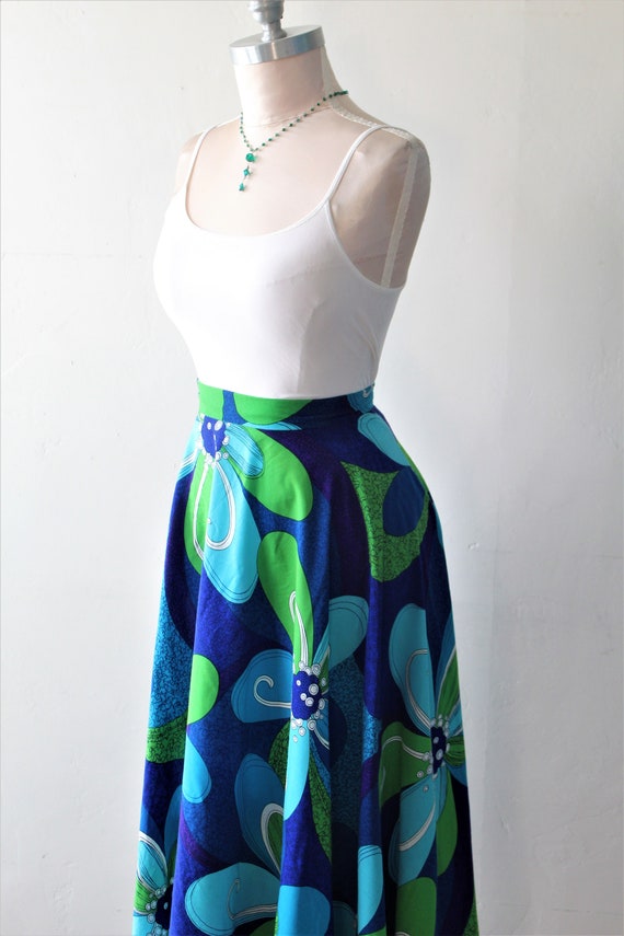 60's Mod Maxi Hawaiian Circle Dress Skirt Resort … - image 4
