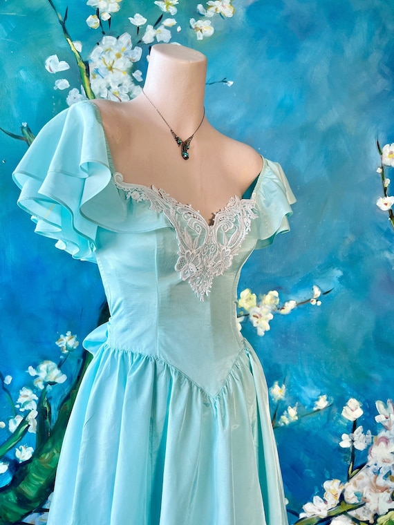 Gunne Sax Prairie Princess 80s Prom Dress Tiffany… - image 1