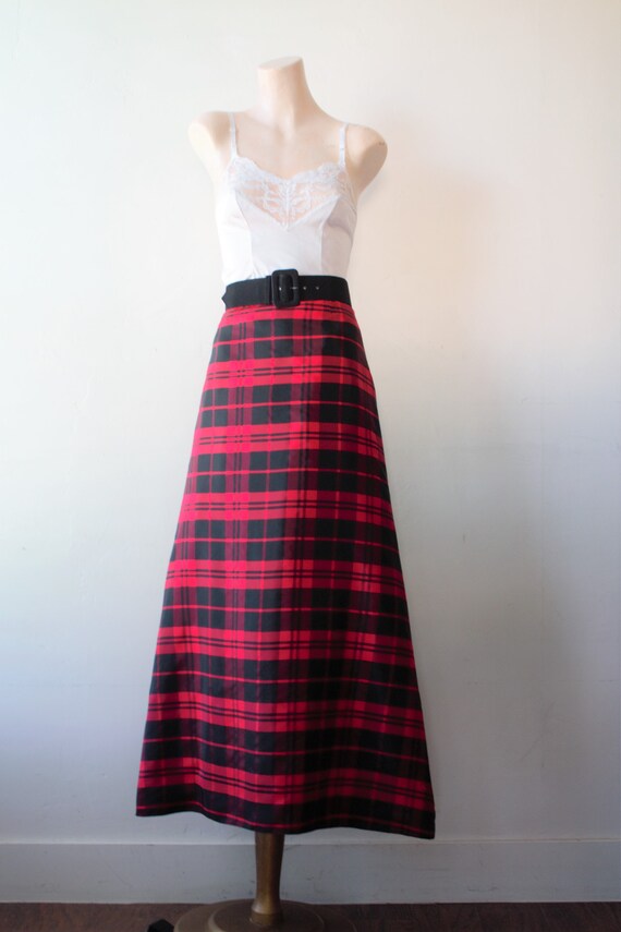 60s Handmade Formal Plaid Dress Skirt Winter Holi… - image 9