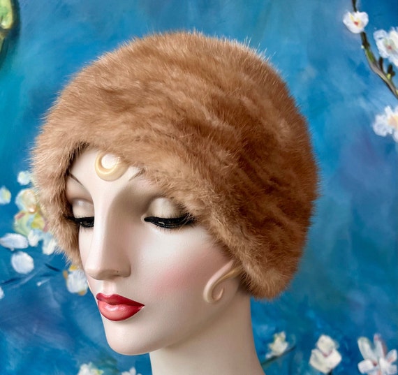 1950s does 1920s Cloche Turban Style Mink Hat Cap… - image 6