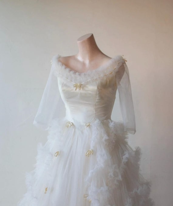 Vintage 50s Tulle Wedding Dress: Emma Domb Style, Corset
