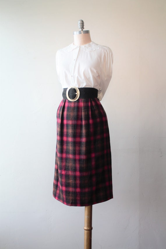1940s Skirt Wool Box Pleat Skirt Black Pink Buffa… - image 5